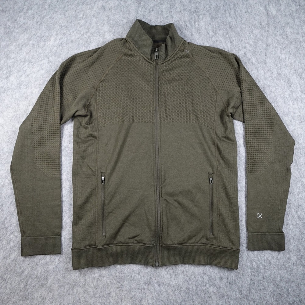 Lululemon Jacket Mens Large Dark Olive‎ Green Engineered Warmth Full Zip Merino